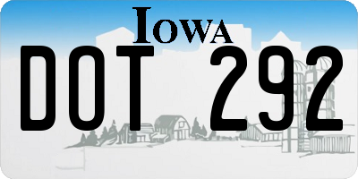 IA license plate DOT292