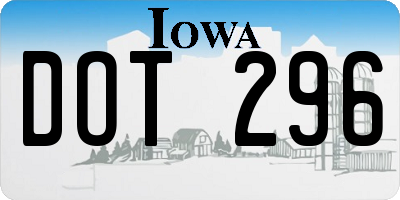 IA license plate DOT296