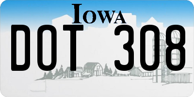 IA license plate DOT308