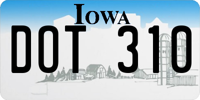 IA license plate DOT310