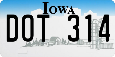IA license plate DOT314