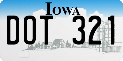 IA license plate DOT321