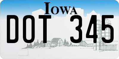 IA license plate DOT345
