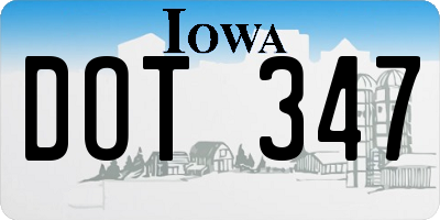 IA license plate DOT347