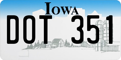 IA license plate DOT351