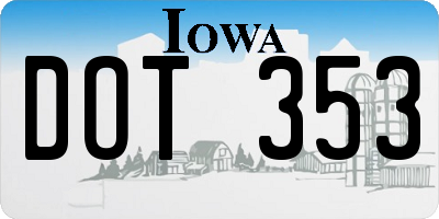 IA license plate DOT353