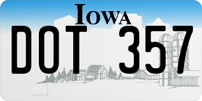 IA license plate DOT357