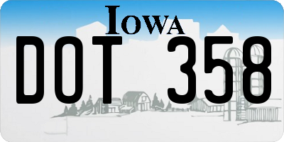 IA license plate DOT358
