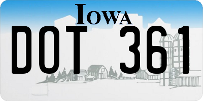 IA license plate DOT361