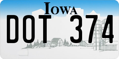 IA license plate DOT374