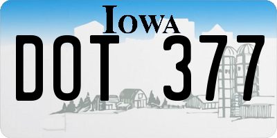 IA license plate DOT377