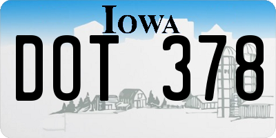 IA license plate DOT378