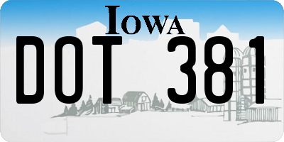 IA license plate DOT381