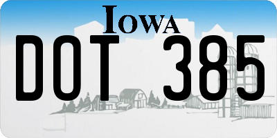 IA license plate DOT385