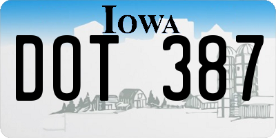 IA license plate DOT387