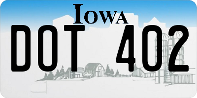 IA license plate DOT402