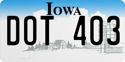 IA license plate DOT403
