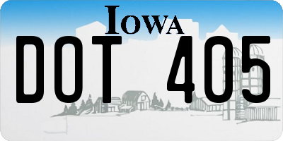 IA license plate DOT405