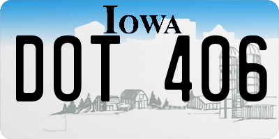 IA license plate DOT406