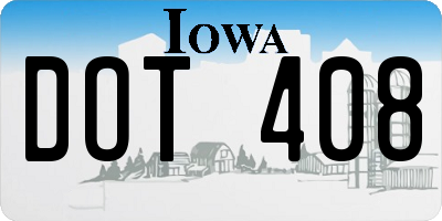 IA license plate DOT408