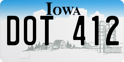 IA license plate DOT412
