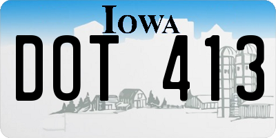 IA license plate DOT413