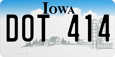 IA license plate DOT414