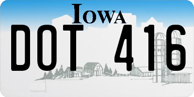 IA license plate DOT416