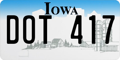 IA license plate DOT417