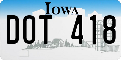 IA license plate DOT418
