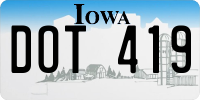IA license plate DOT419