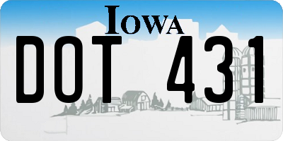 IA license plate DOT431