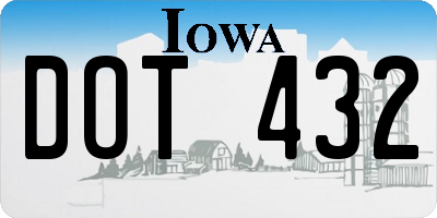 IA license plate DOT432