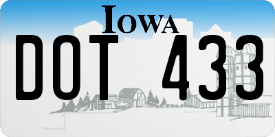 IA license plate DOT433