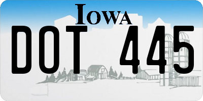 IA license plate DOT445