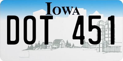 IA license plate DOT451
