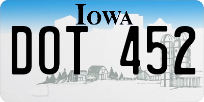 IA license plate DOT452