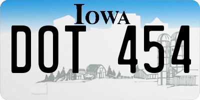 IA license plate DOT454