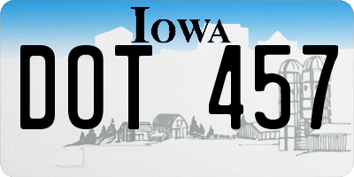 IA license plate DOT457