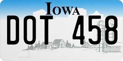 IA license plate DOT458