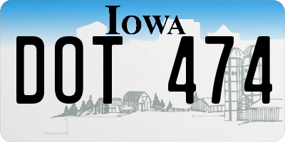 IA license plate DOT474