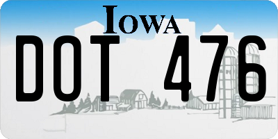 IA license plate DOT476
