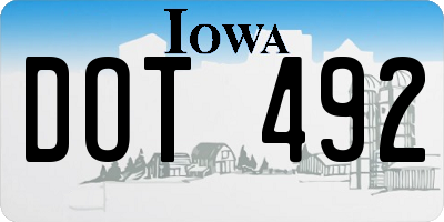 IA license plate DOT492