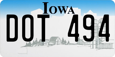 IA license plate DOT494
