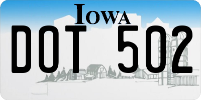 IA license plate DOT502