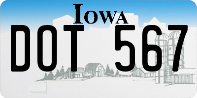 IA license plate DOT567