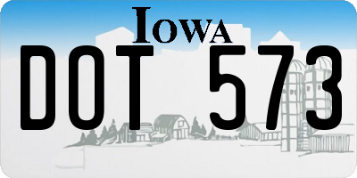 IA license plate DOT573