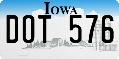 IA license plate DOT576