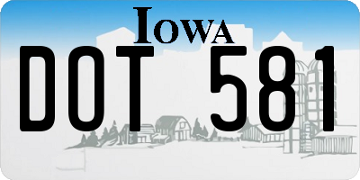 IA license plate DOT581