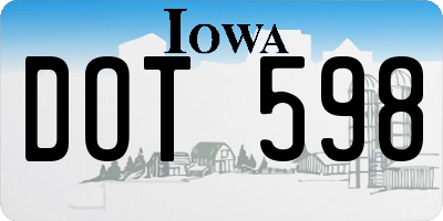 IA license plate DOT598